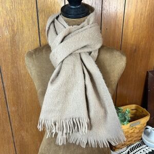 Made in Japan 100 Acrylic Tan Fringe‎ Scarf Shawl Warm Winter